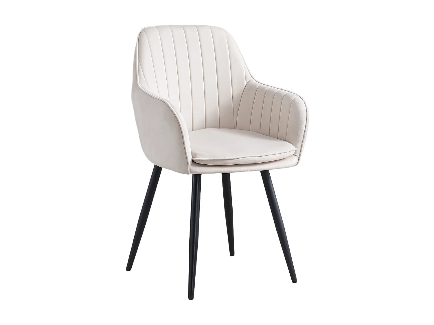 Lot de 2 chaises CANVAS velours beige pieds en métal noir