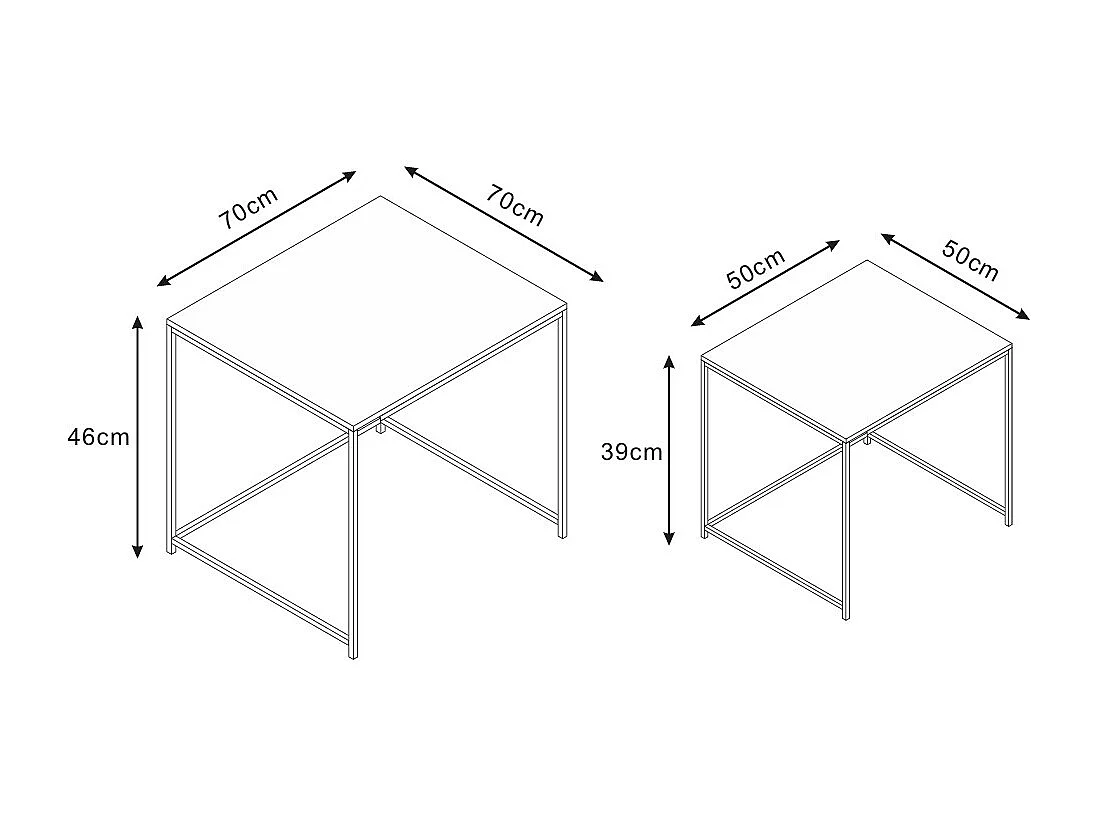 Table basse gigogne BELGRADE métal noir plateau en bois