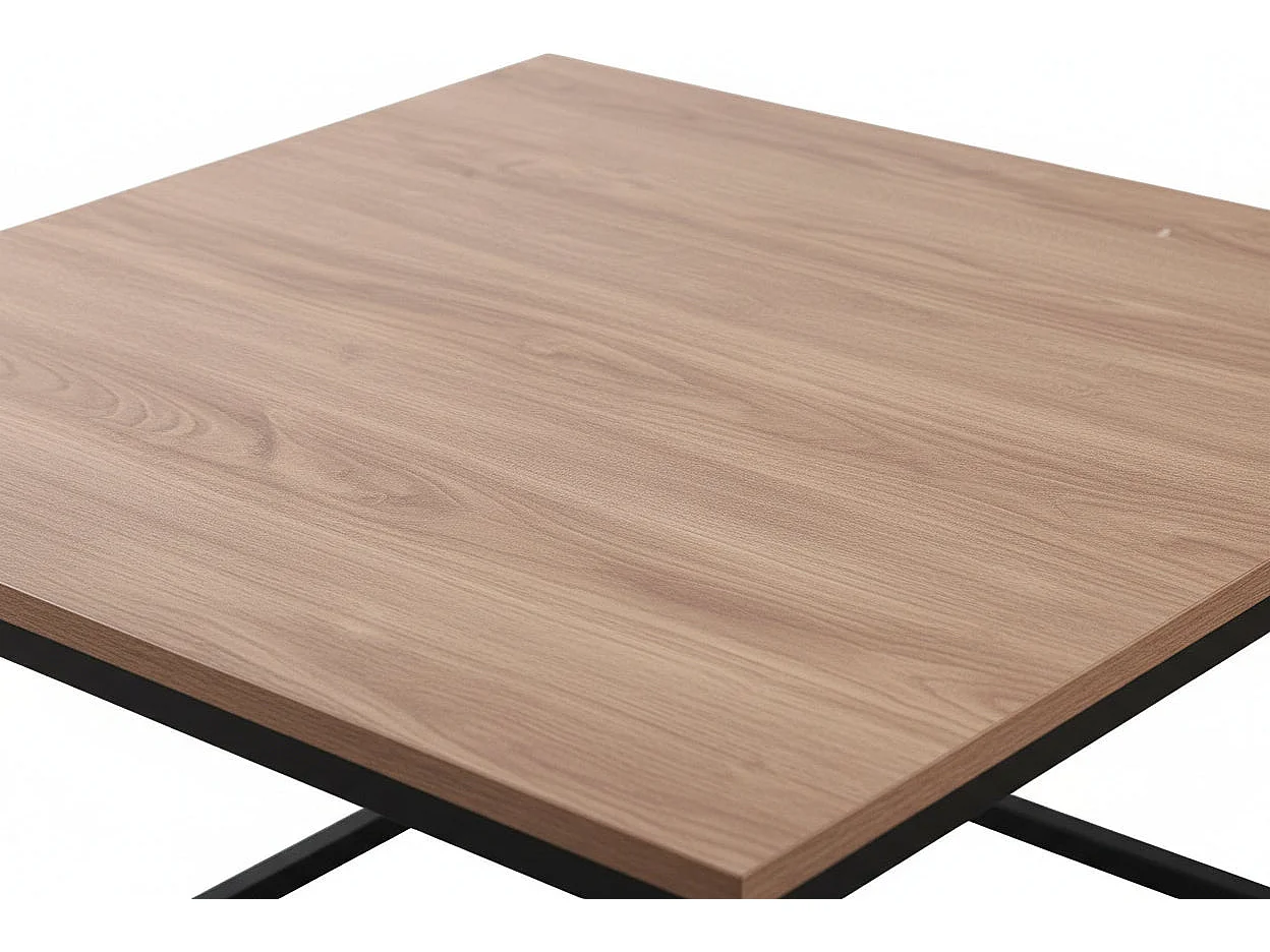 Lot 2 Tables Basses Gigognes Bois Métal 70x70x46 50x50x40 BELGRADE
