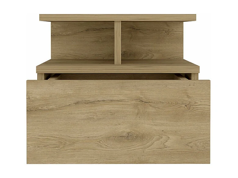 Mesa de cabeceira flutuante Augusta com duas prateleiras abertas e uma gaveta em calha metálica, 29.5 cm X 35.6 cm X 33.6 cm , Macadâmia