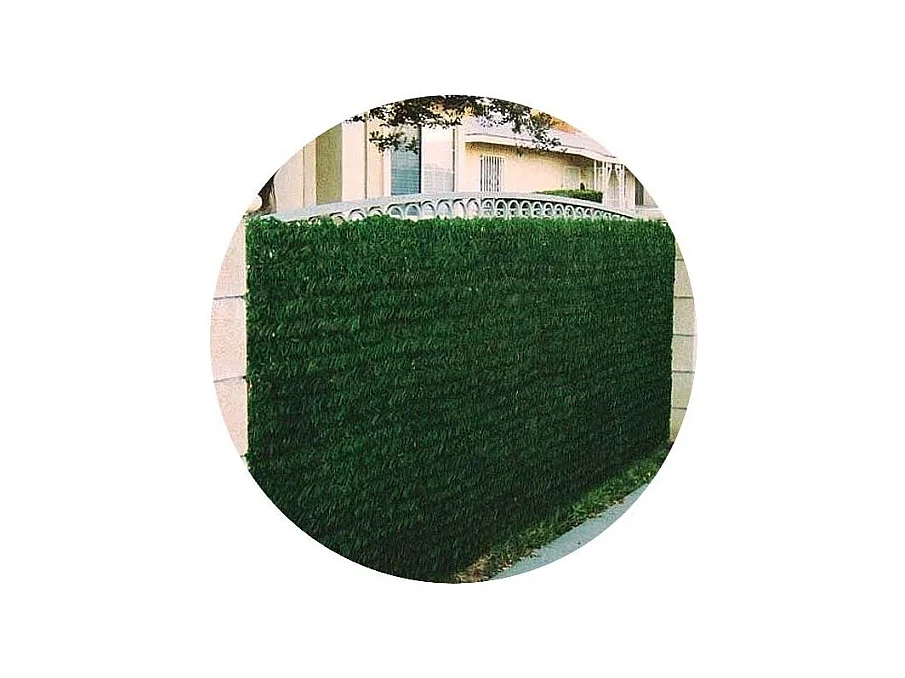 Haie artificielle 140 brins vert thuya en rouleau 1.5 x 3 m (Lot de 8)