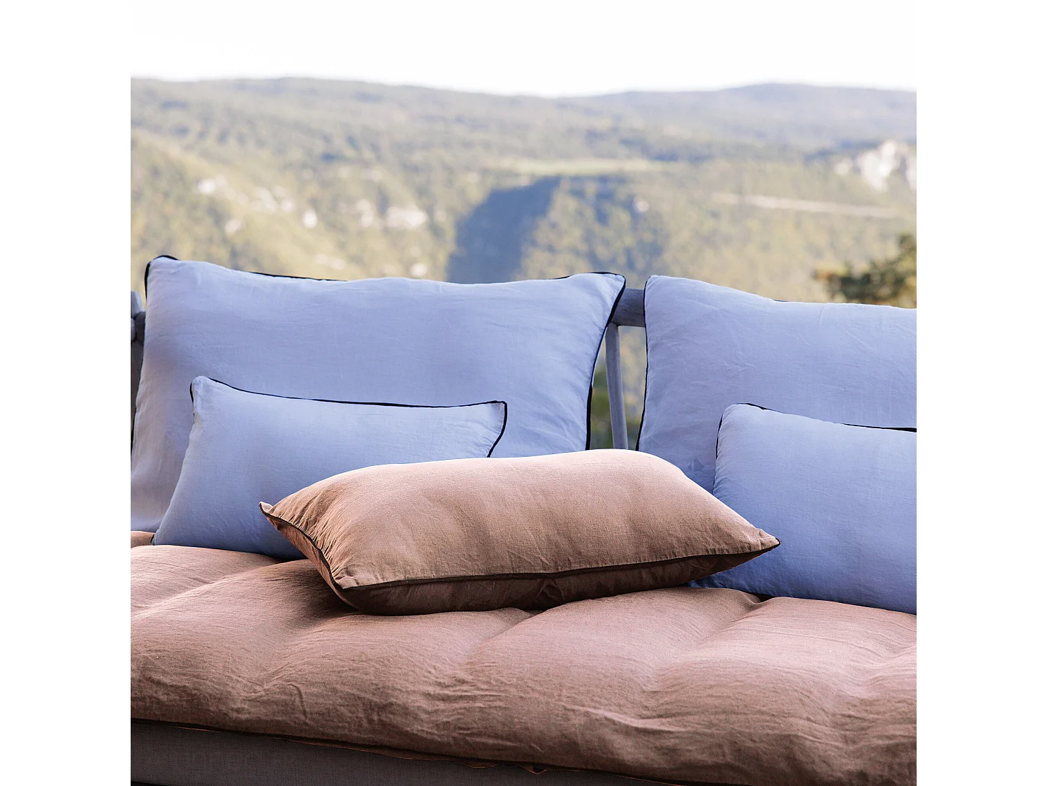 Housse de coussin PRELUDE 55x110 cm lin et coton lavé Rose