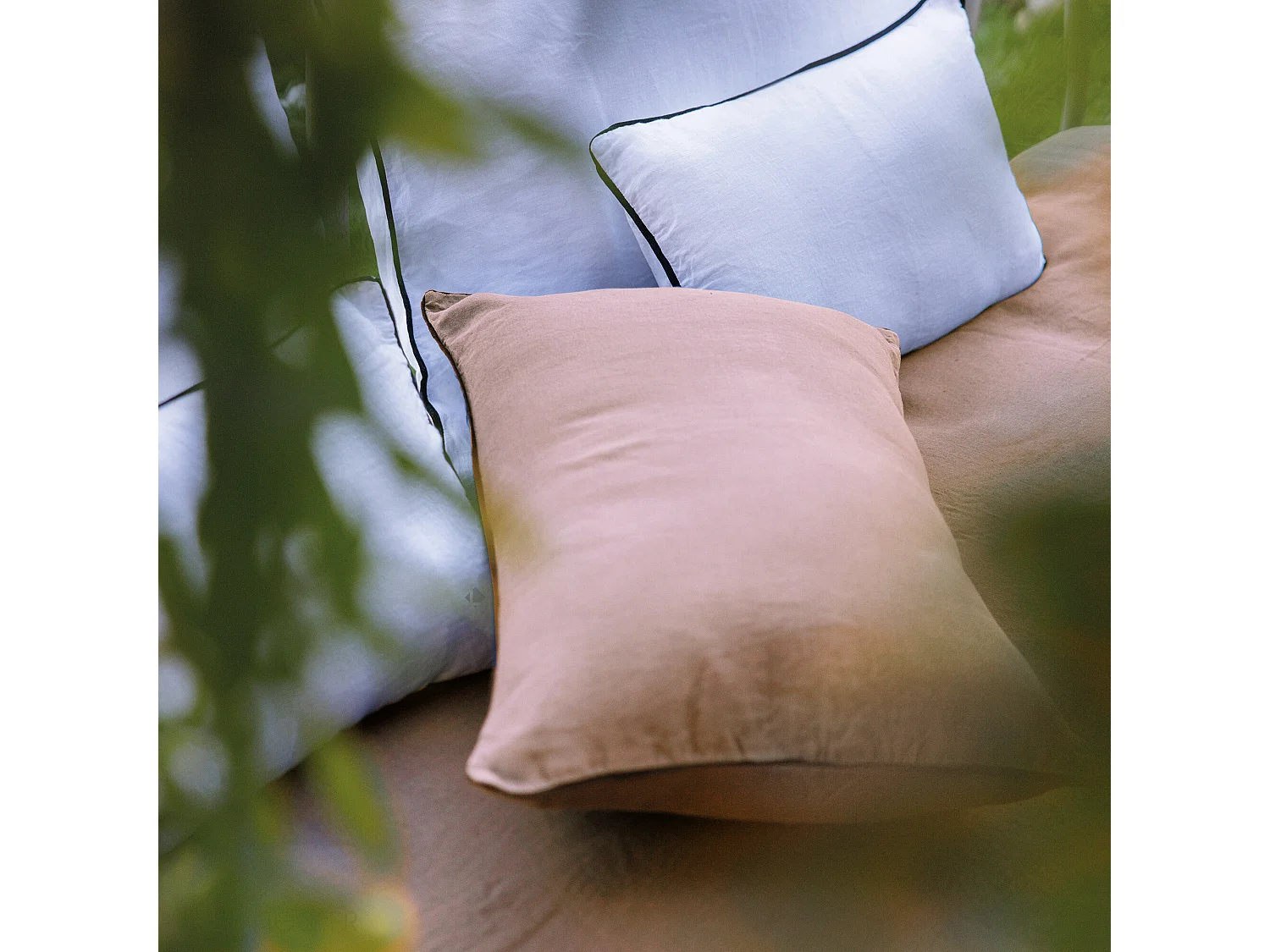 Housse de coussin PRELUDE 55x110 cm lin et coton lavé Rose