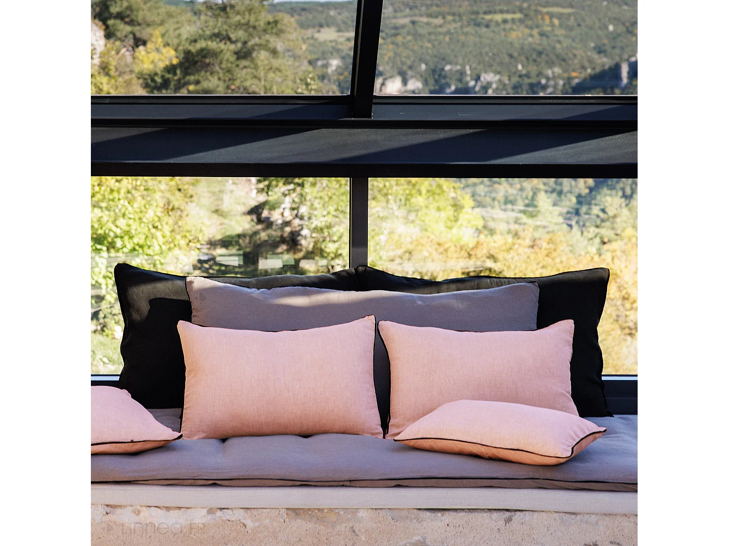 Housse de coussin PRELUDE 55x110 cm lin et coton lavé Rose