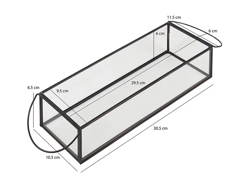 Lot de 2 terrariums / photophores en verre et métal noir - MIRANA 9368
