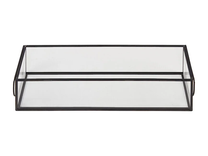 Lot de 2 terrariums / photophores en verre et métal noir - MIRANA 9368