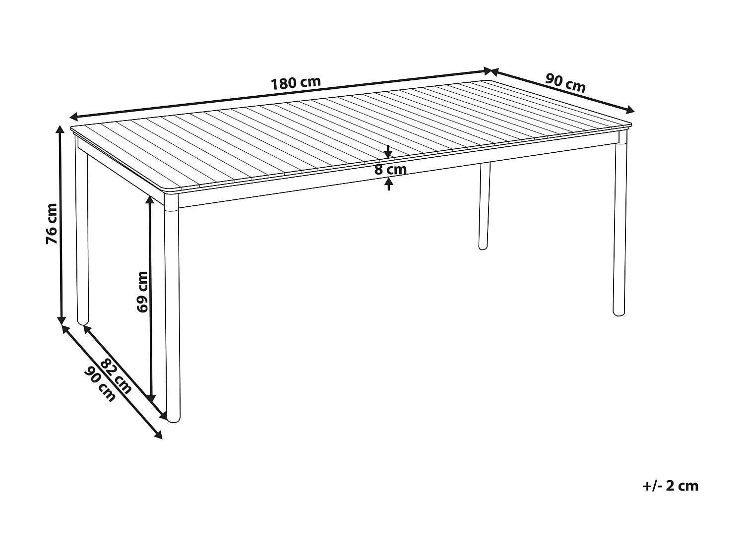 Gartentisch Akazienholz hellbraun rechteckig 180 x 90 cm für 6 Personen Vallese