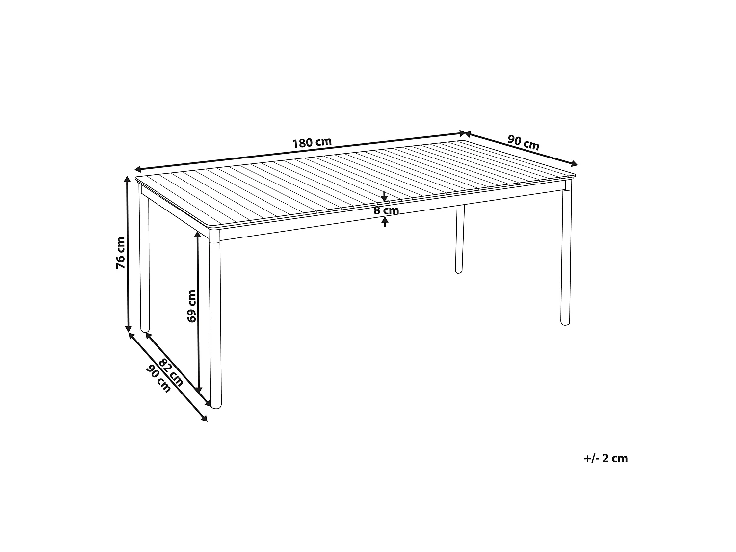 Table de salle à manger de jardin VALLESE 180 cm 90 cm Acacia Marron