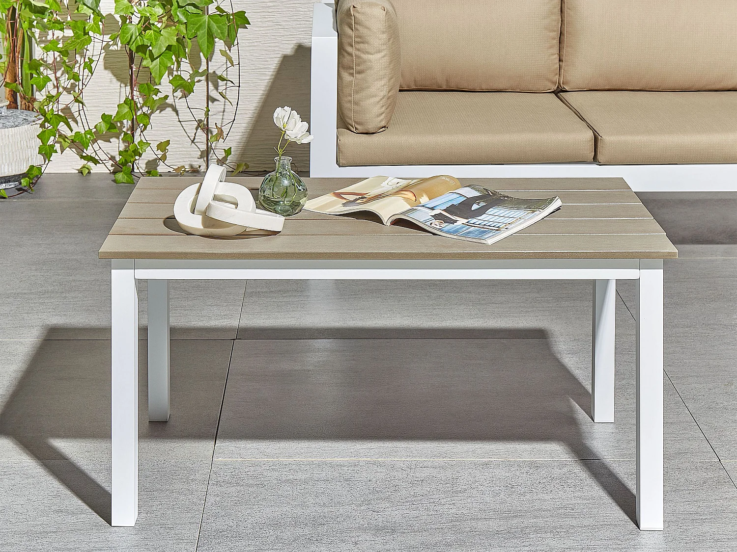 Table de salle à manger de jardin MESSINA 96 cm 52 cm Blanc