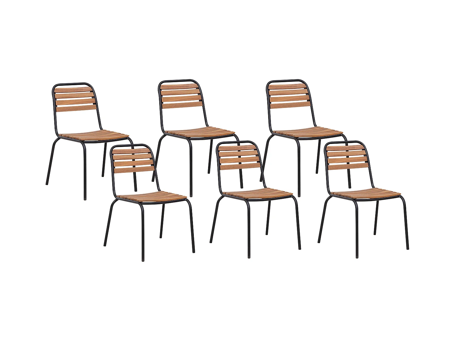 Lot de 6 chaises de jardin VALLESE Acacia Marron