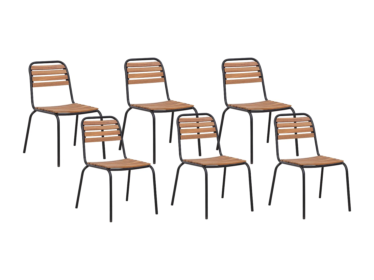 Lot de 6 chaises de jardin VALLESE Acacia Marron
