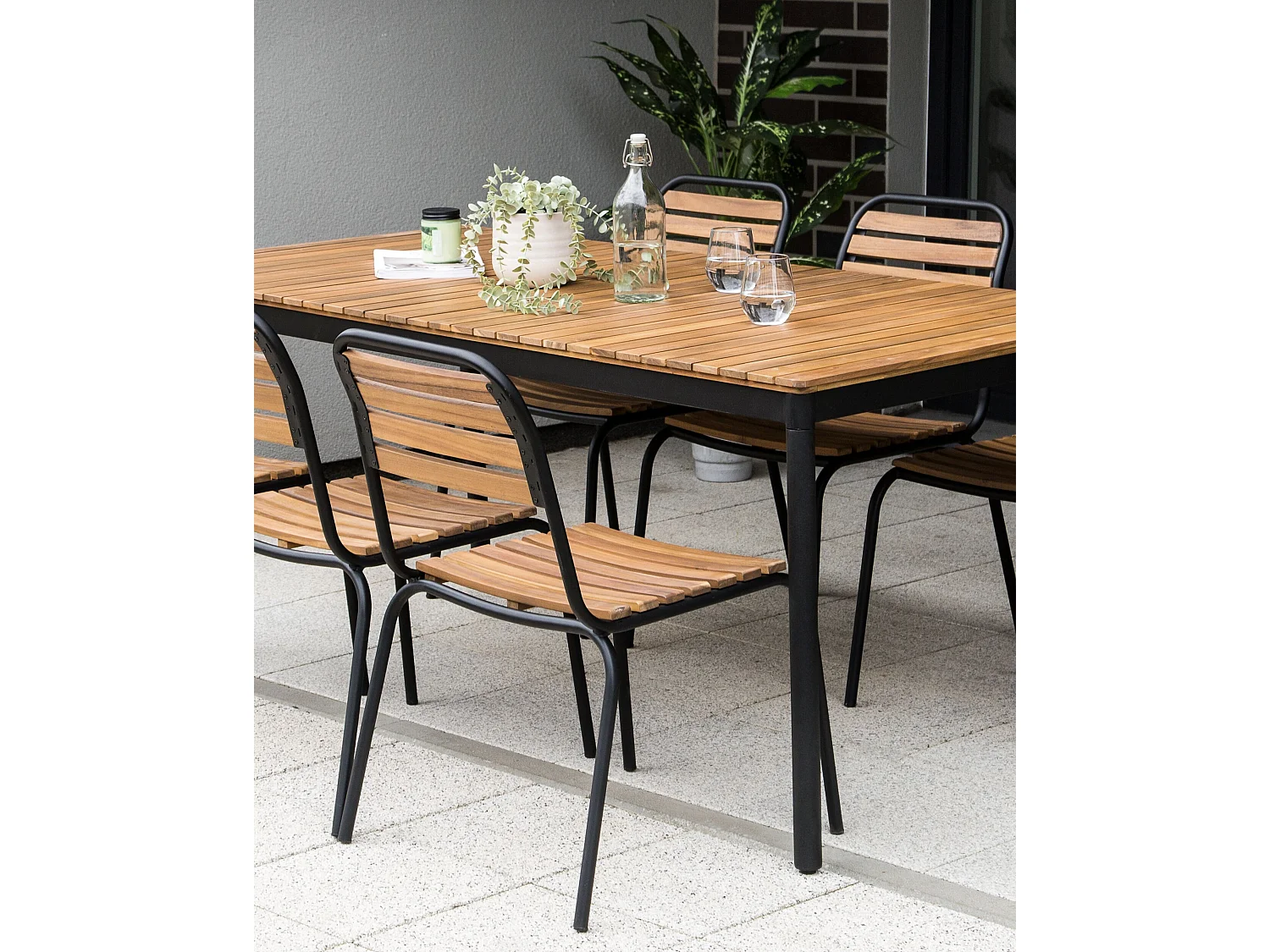 Set of 6 Garden Chairs VALLESE Acacia Wood Brown