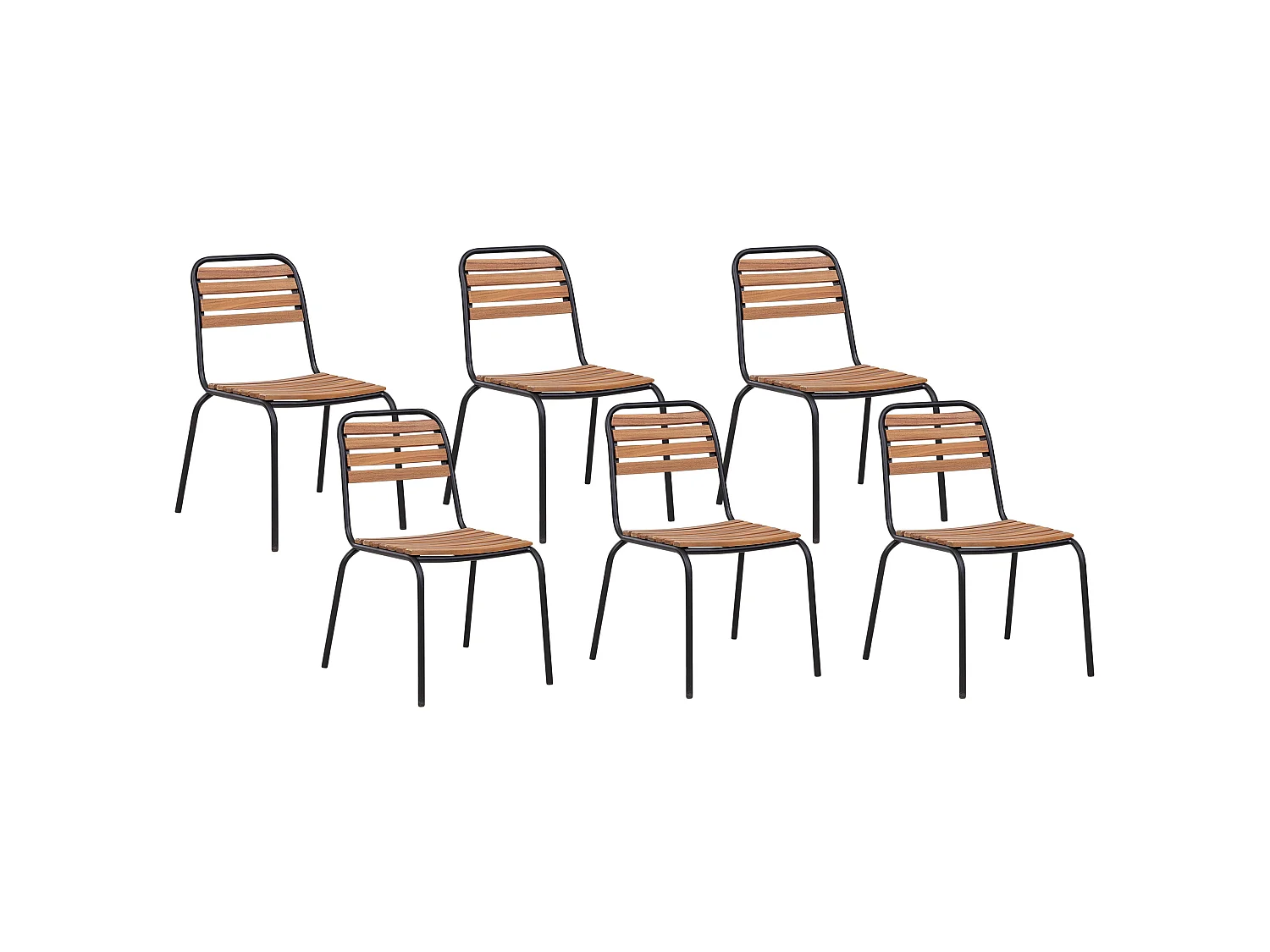 Set of 6 Garden Chairs VALLESE Acacia Wood Brown