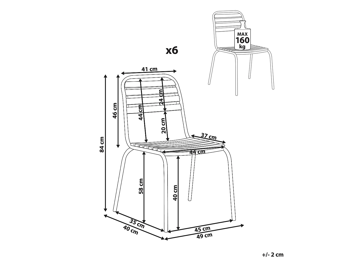 Set of 6 Garden Chairs VALLESE Acacia Wood Brown