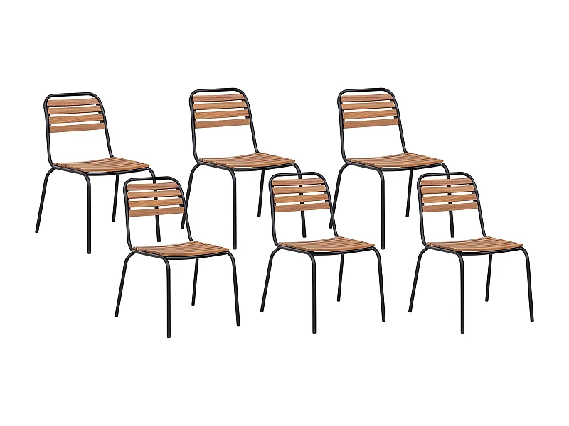 Gartenstuhl 6er Set VALLESE Akazienholz Braun