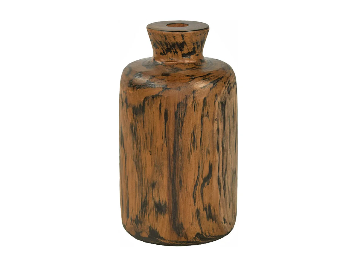 Vase décoratif H. 22 cm en bois de teck massif - HERA L