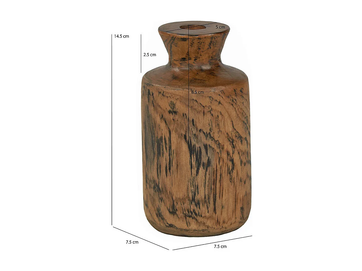 Vase décoratif H. 15 cm en bois de teck massif - HERA S