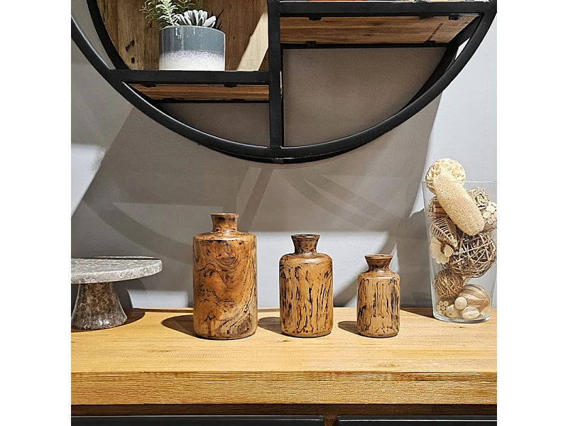 Vase décoratif H. 15 cm en bois de teck massif - HERA S