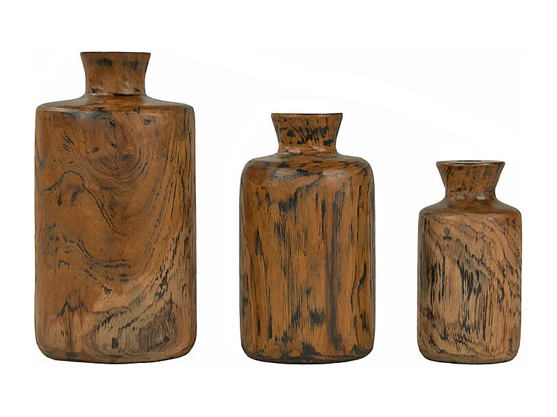 Vase décoratif H. 15 cm en bois de teck massif - HERA S