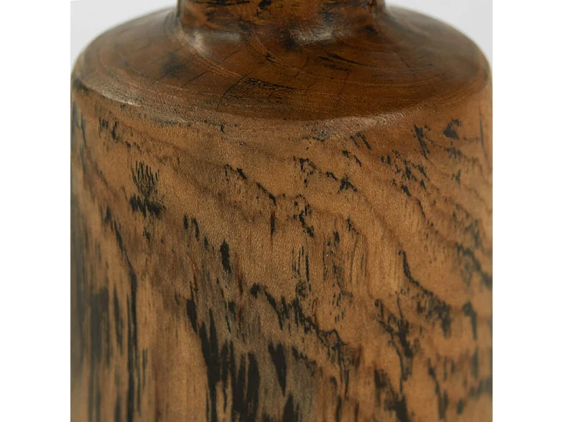 Vase décoratif H. 18 cm en bois de teck massif - HERA M
