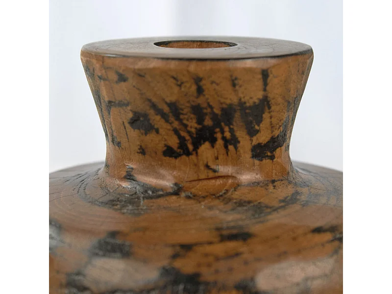 Vase décoratif H. 18 cm en bois de teck massif - HERA M