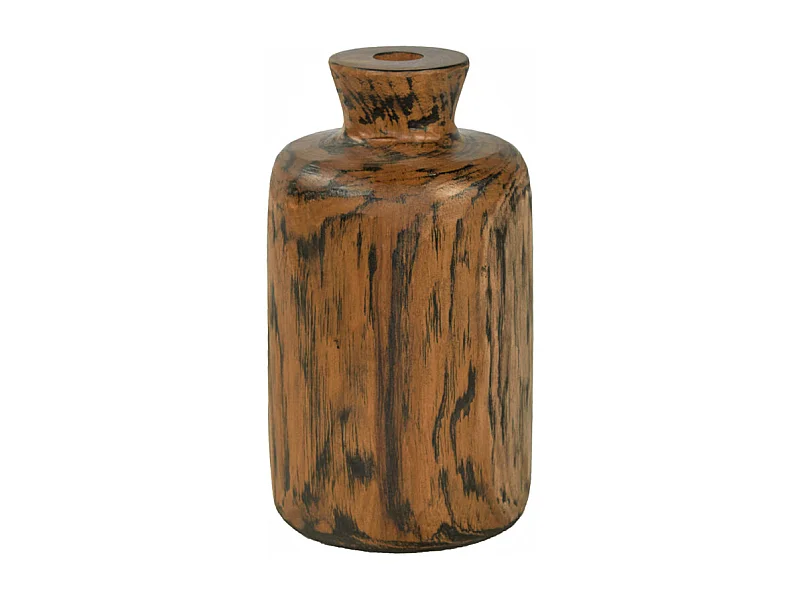 Vase décoratif H. 18 cm en bois de teck massif - HERA M