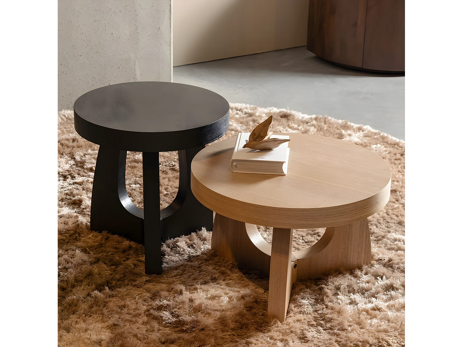 Tala - Table d'appoint ronde en bois ø45cm - Noir