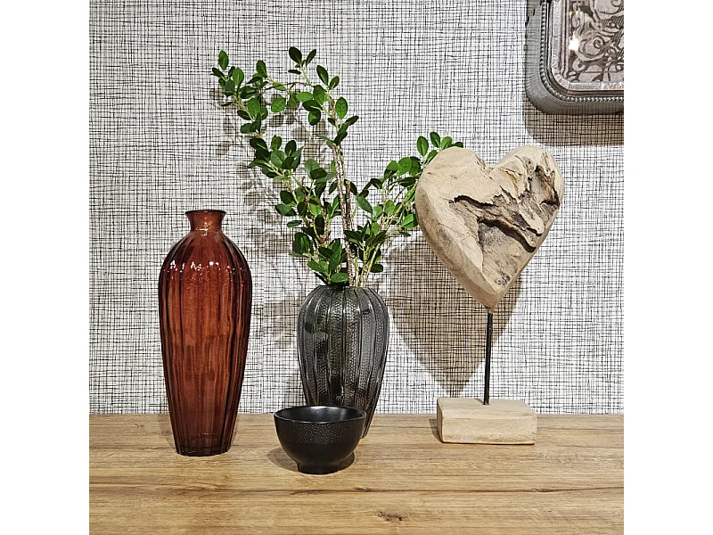 Sculpture H. 39 cm cœur et socle en bois de teck - JUDITH 1