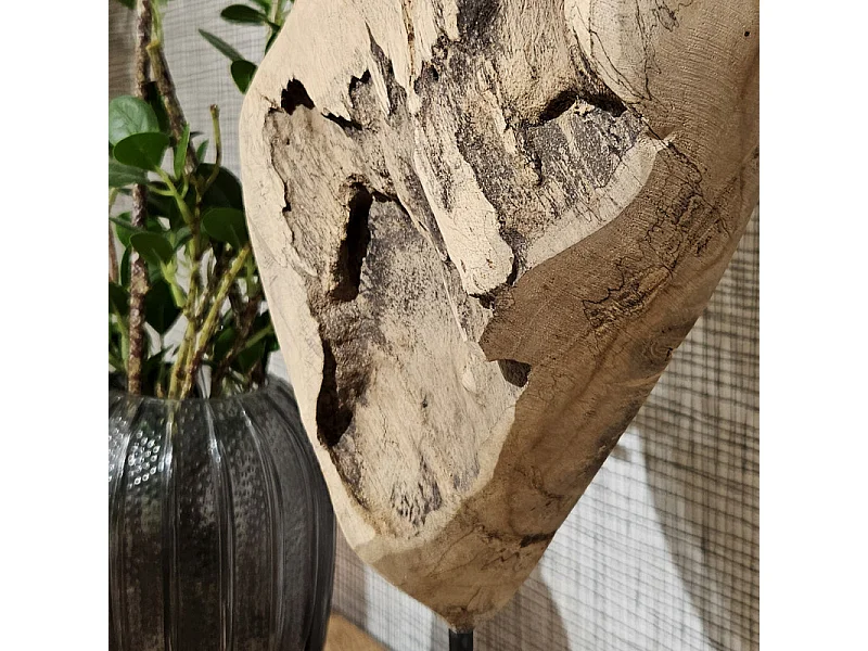 Sculpture H. 39 cm cœur et socle en bois de teck - JUDITH 1