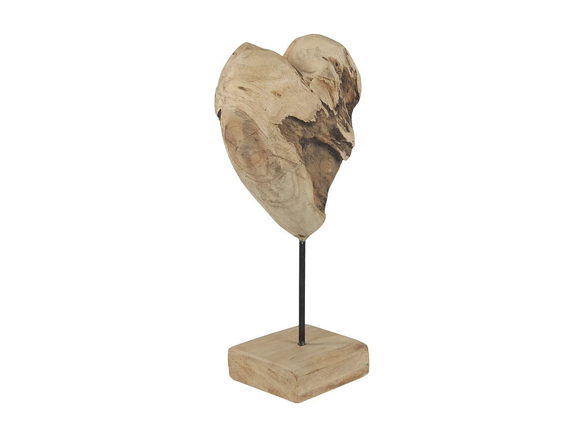 Sculpture H. 39 cm cœur et socle en bois de teck - JUDITH 1