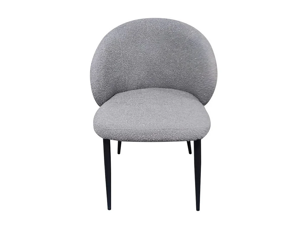 Lot 2 chaises de repas tissu bouclette gris et pieds métal – SYRACUSE