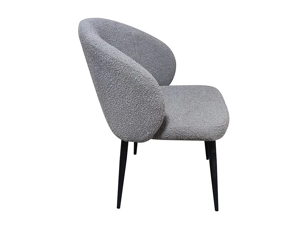 Lot 2 chaises de repas tissu bouclette gris et pieds métal – SYRACUSE