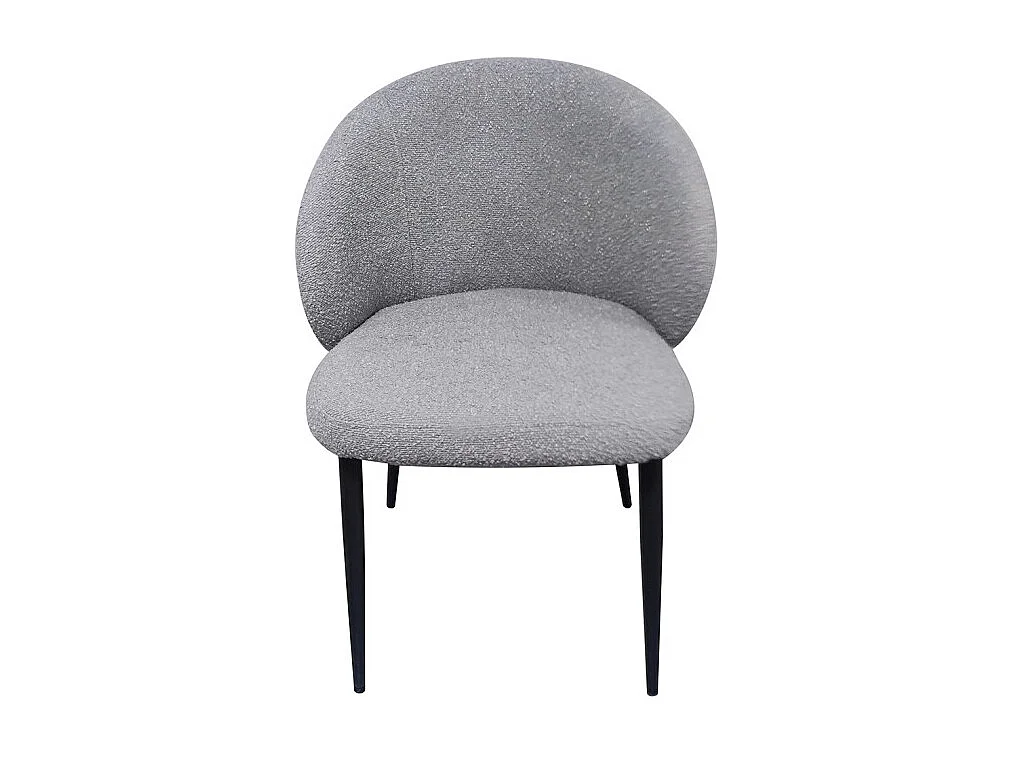 Chaise de repas en tissu bouclette gris et pieds métal noir – SYRACUSE