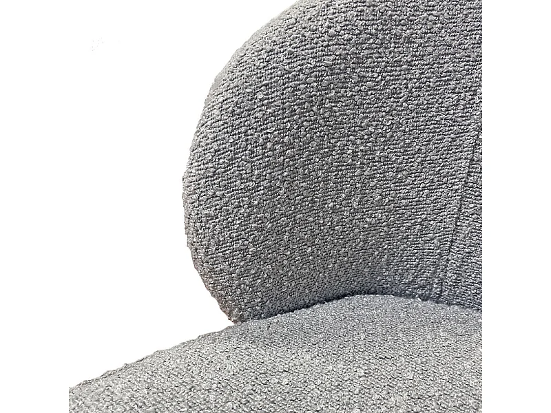 Chaise de repas en tissu bouclette gris et pieds métal noir – SYRACUSE