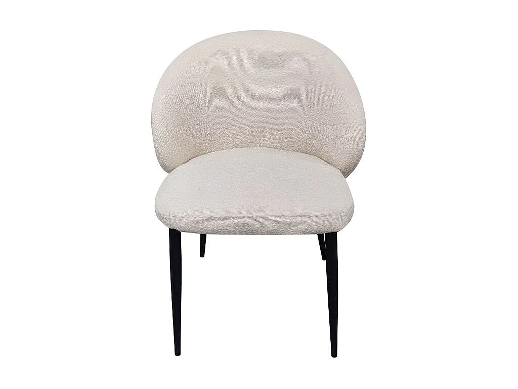 Lot 2 chaises repas tissu bouclette blanc écru pieds métal – SYRACUSE