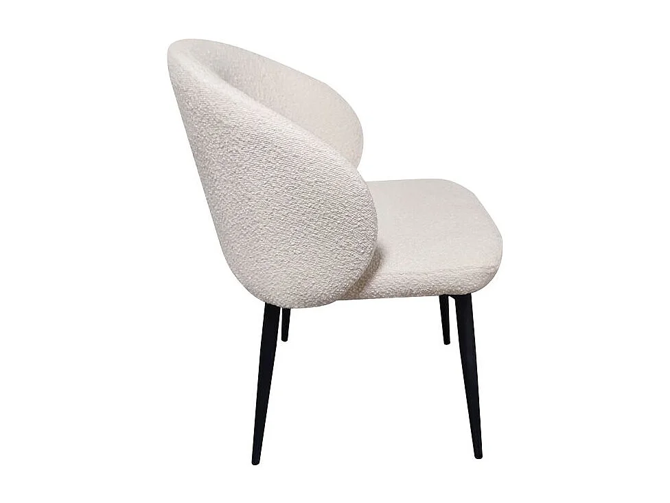 Lot 2 chaises repas tissu bouclette blanc écru pieds métal – SYRACUSE