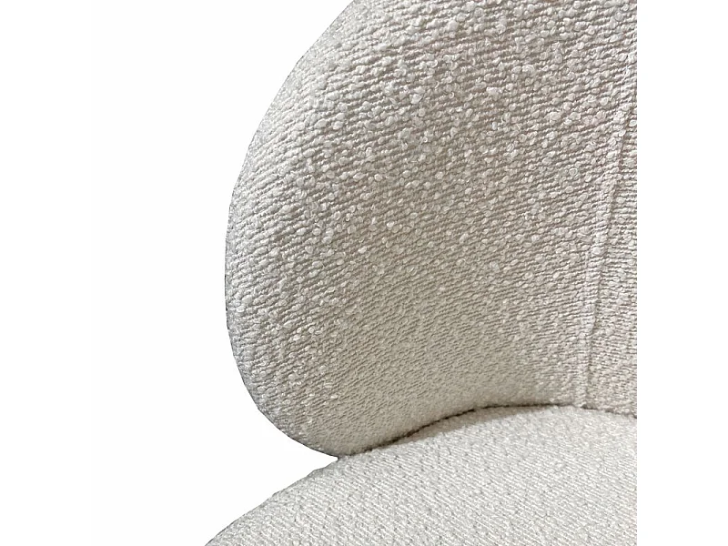 Lot 2 chaises repas tissu bouclette blanc écru pieds métal – SYRACUSE