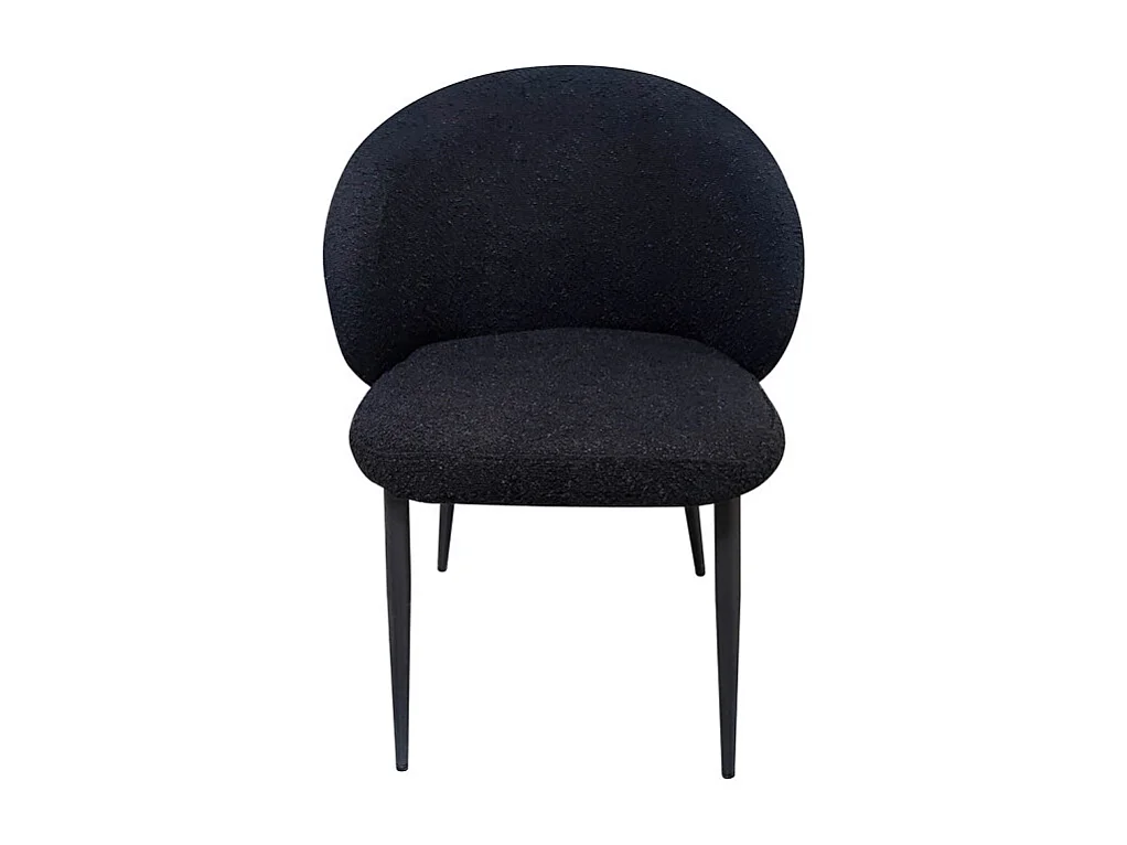 Chaise de repas en tissu bouclette noir et pieds métal noir – SYRACUSE