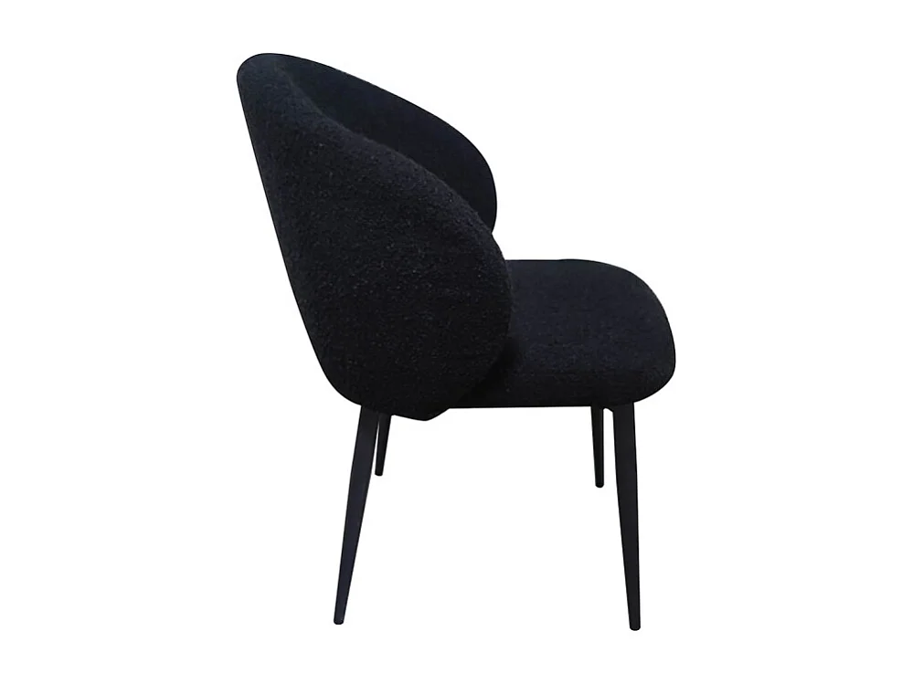 Chaise de repas en tissu bouclette noir et pieds métal noir – SYRACUSE