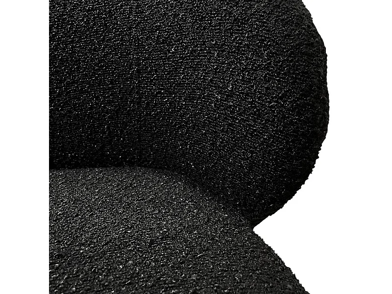 Chaise de repas en tissu bouclette noir et pieds métal noir – SYRACUSE