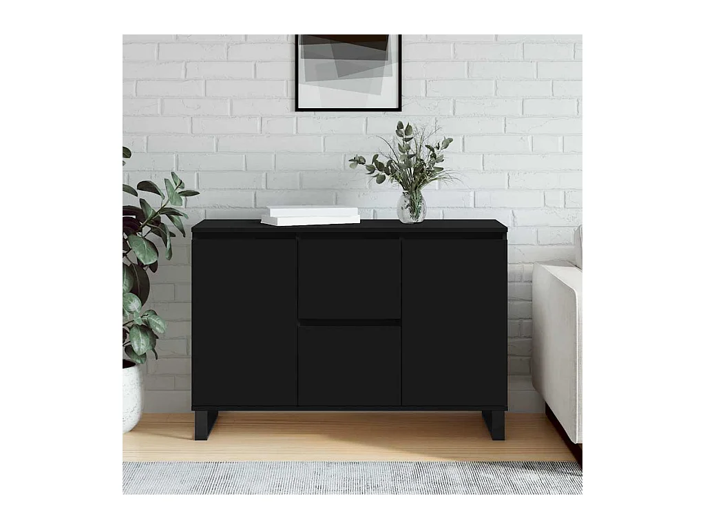 Dressoir 101,5x35x70 cm bewerkt hout zwart