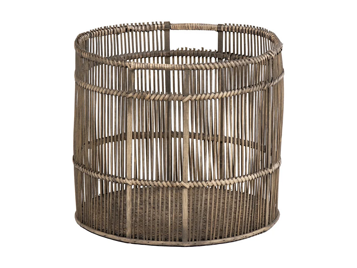 Panier / Corbeille ronde D. 31 cm en bois de bambou grisé - REGIS 9281