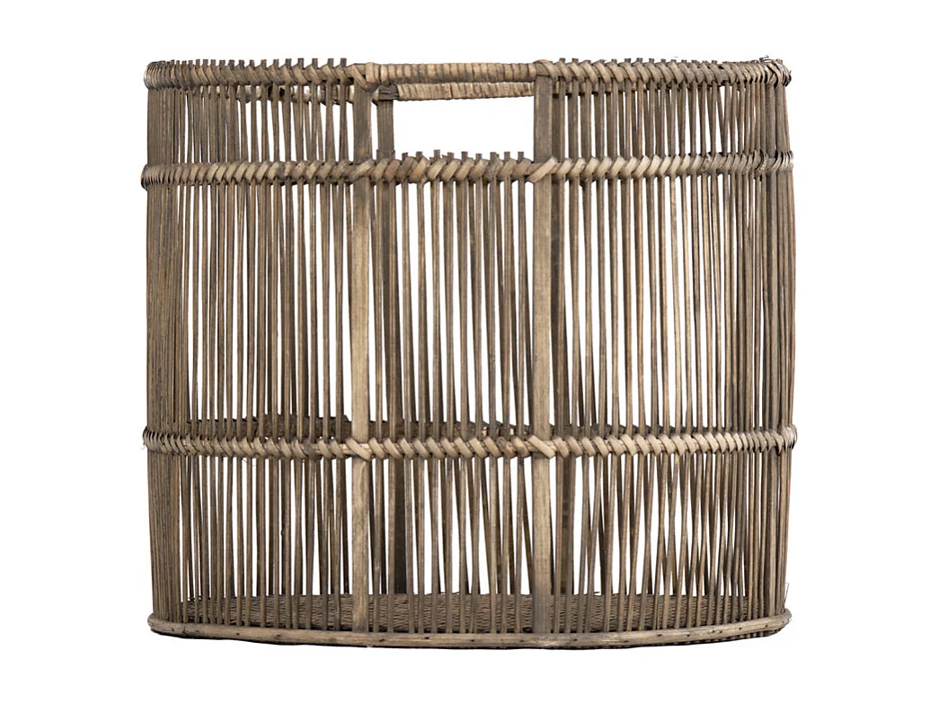 Panier / Corbeille ronde D. 31 cm en bois de bambou grisé - REGIS 9281