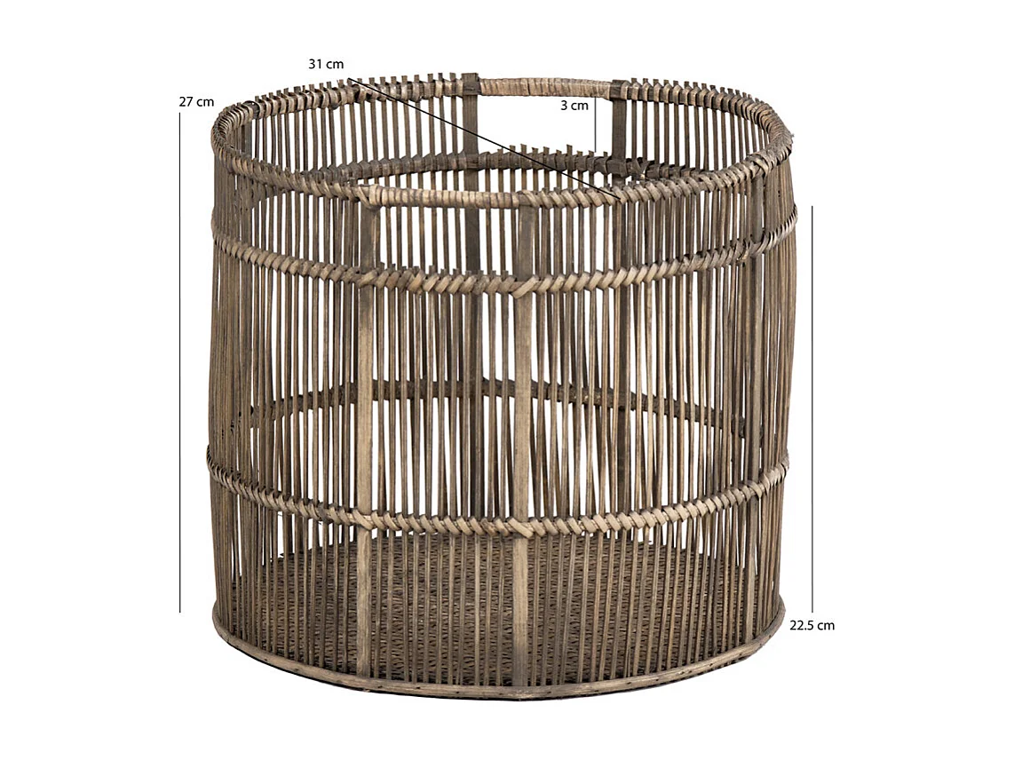 Panier / Corbeille ronde D. 31 cm en bois de bambou grisé - REGIS 9281