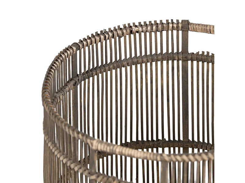 Panier / Corbeille ronde D. 31 cm en bois de bambou grisé - REGIS 9281