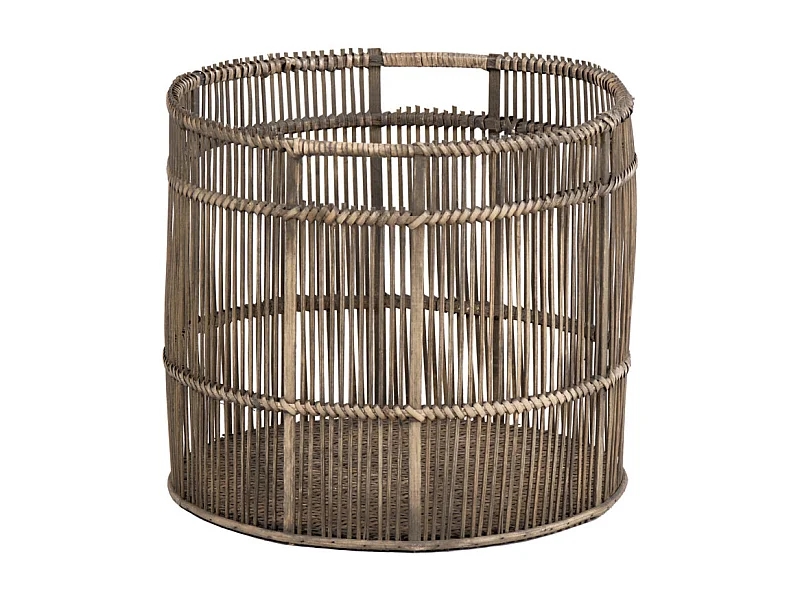 Panier / Corbeille ronde D. 31 cm en bois de bambou grisé - REGIS 9281