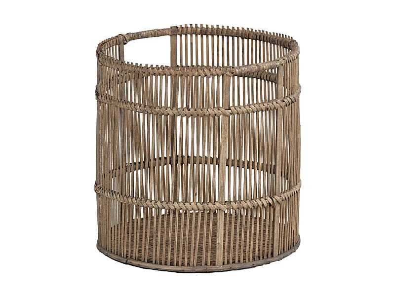 Panier / Corbeille ronde D. 24 cm en bois de bambou grisé - REGIS 9885
