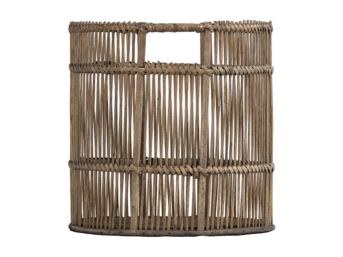 Panier / Corbeille ronde D. 24 cm en bois de bambou grisé - REGIS 9885