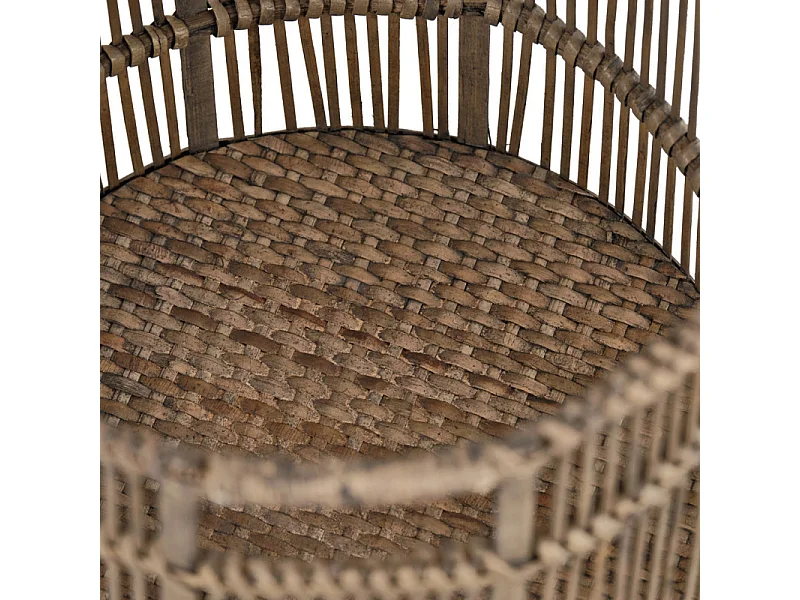 Panier / Corbeille ronde D. 24 cm en bois de bambou grisé - REGIS 9885