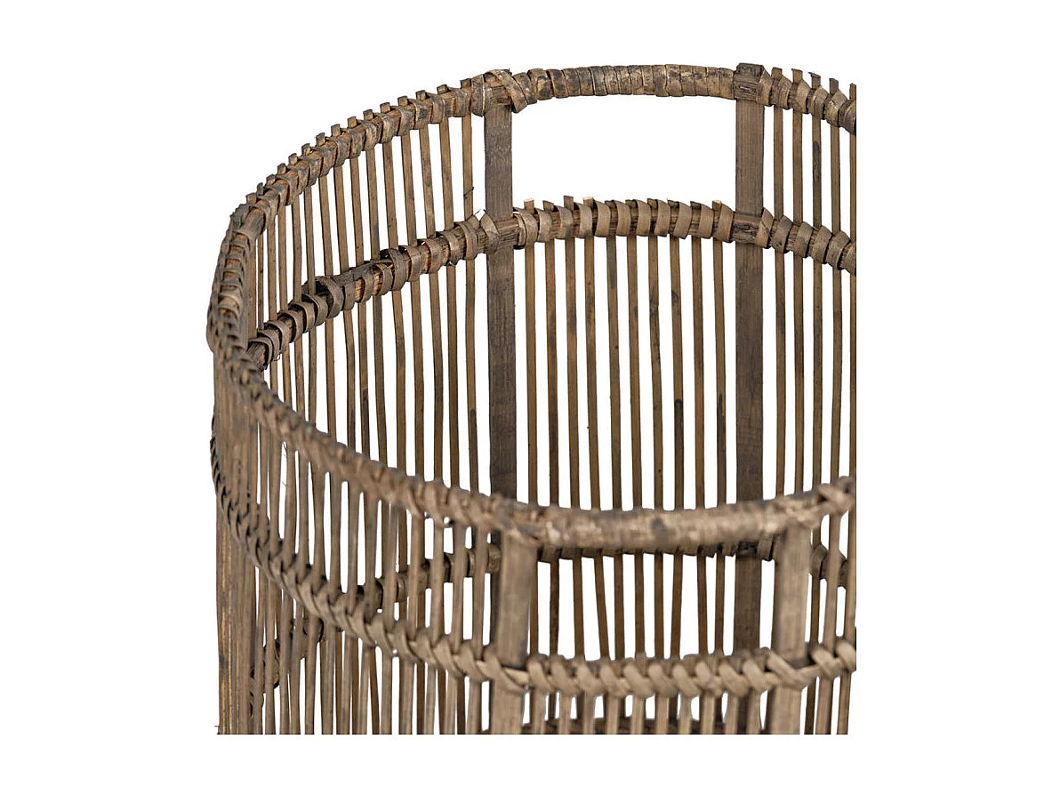 Panier / Corbeille ronde D. 24 cm en bois de bambou grisé - REGIS 9885